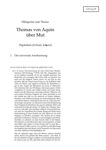 19. Hilfsgerüst: Thomas von Aquin über Mut - William J. Hoye