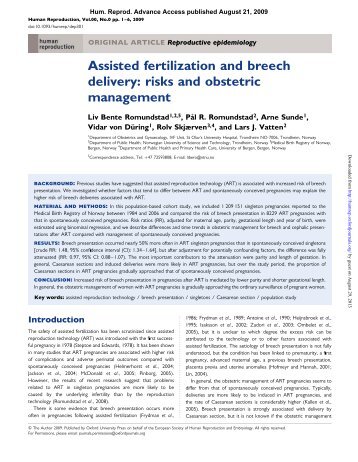 Assisted fertilization and breech delivery: risks and obstetric ...