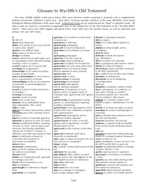 Glossary to Wycliffe's Old Testament - Ibiblio