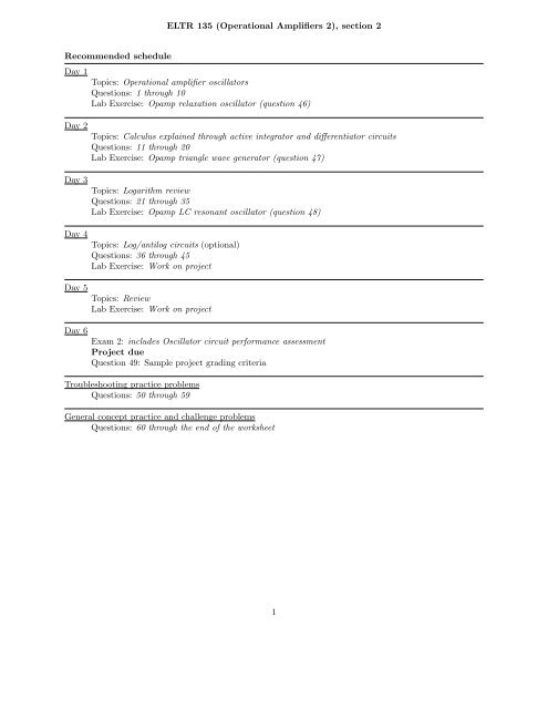 ELTR 135 (Operational Amplifiers 2), section 2 ... - Ibiblio