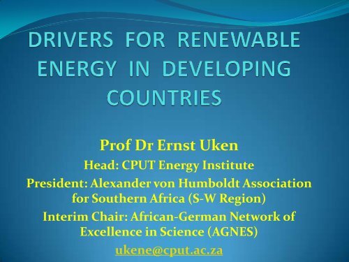 drivers for renewable energy in developing countries - DAAD