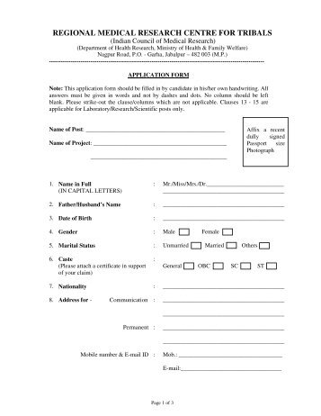 Application form - Indian Council of Medical Research