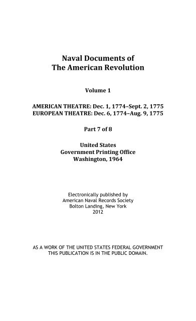 Naval Documents of The American Revolution, Volume 1 ... - Ibiblio