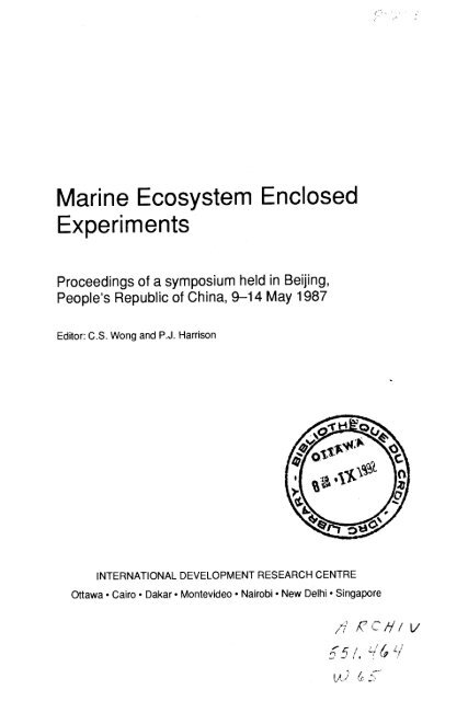 Marine Ecosystem Enclosed Experiments - International ...