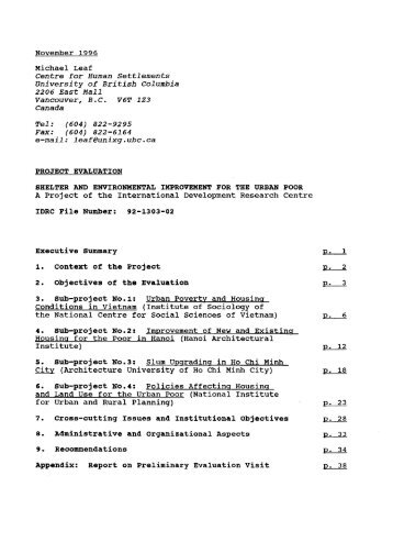 Objective of Sub-project - International Development Research Centre