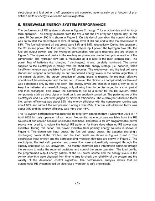 stand-alone renewable energy system based on hydrogen production