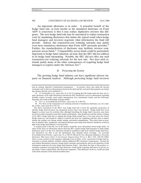 on the decision to regulate hedge funds - University of Illinois Law ...