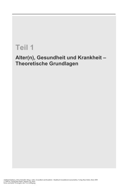 Adelheid Kuhlmey, Doris Schaeffer (Hrsg.): Alter ... - Buch.de