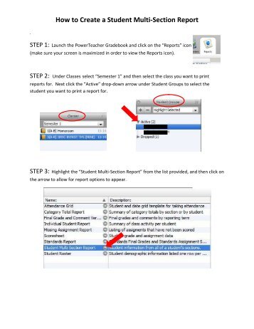 How to Create a Student Multi-Section Report