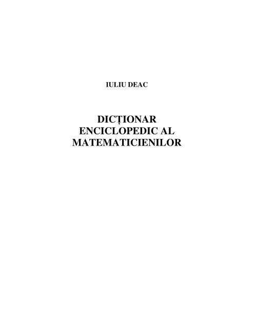 Dicţionar Enciclopedic Al Matematicienilor Wikia
