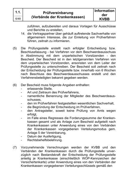 Prüfvereinbarung - Kassenärztlichen Vereinigung Brandenburg