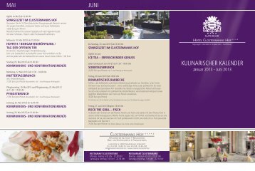 kulinarischer kalender mai juni - Hotel CLOSTERMANNS HOF