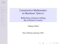 Constructive Mathematics in Menelaus' Spherics *1em Reflections ...