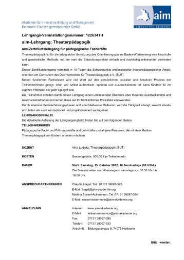 aim-Lehrgang: Theaterpädagogik