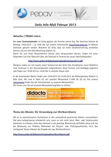 Untis Info-Mail Februar 2013 - PEDAV
