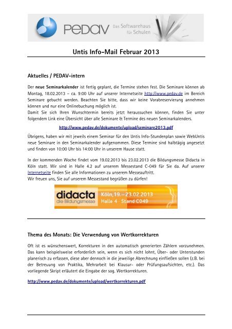 Untis Info-Mail Februar 2013 - PEDAV