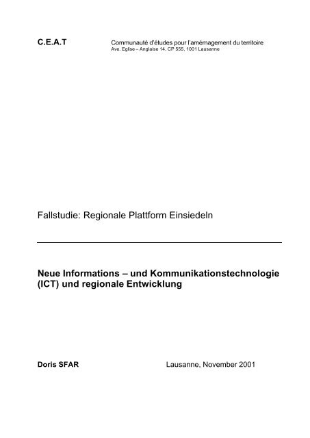 Fallstudie: Regionale Plattform Einsiedeln Neue ... - Infoscience