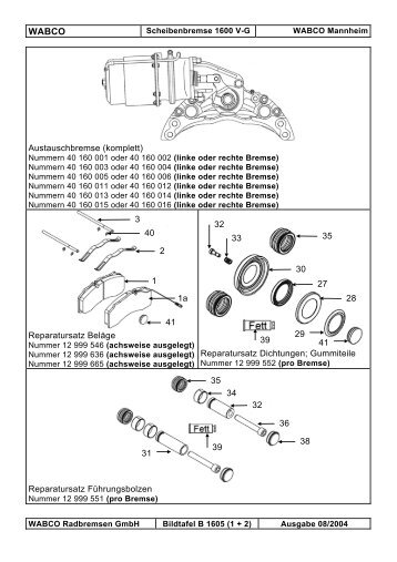 Austauschbremse (komplett) Reparatursatz Beläge ... - wabco inform