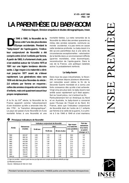 La parenthèse du baby-boom - Insee