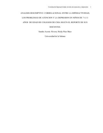 analisis descriptivo correlacional entre la hiperactividad, los ...