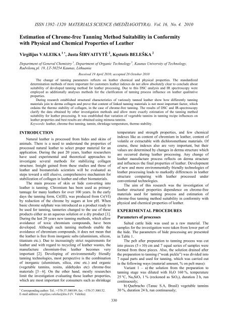 Estimation of Chrome-free Tanning Method Suitability in Conformity ...