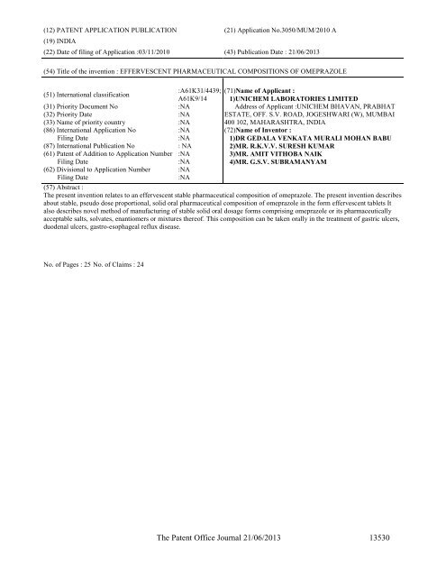 Part-I - Controller General of Patents Designs and Trademarks