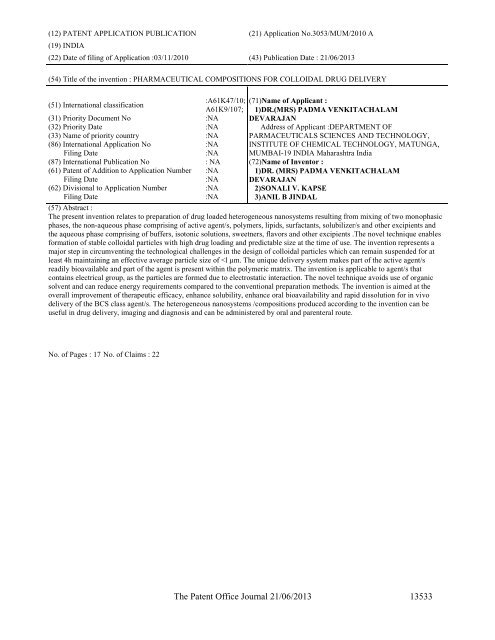 Part-I - Controller General of Patents Designs and Trademarks