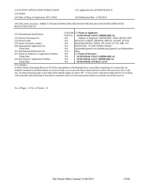 Part-I - Controller General of Patents Designs and Trademarks