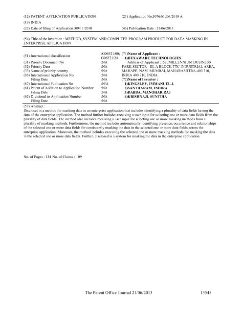 Part-I - Controller General of Patents Designs and Trademarks