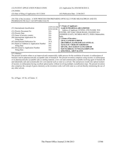 Part-I - Controller General of Patents Designs and Trademarks