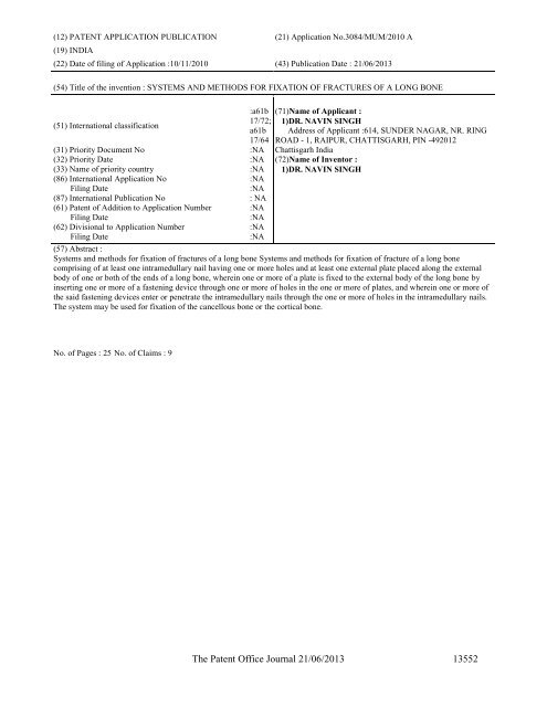 Part-I - Controller General of Patents Designs and Trademarks