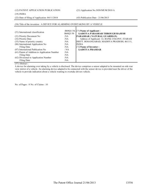 Part-I - Controller General of Patents Designs and Trademarks