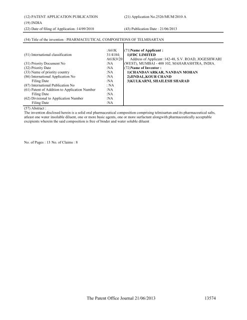 Part-I - Controller General of Patents Designs and Trademarks