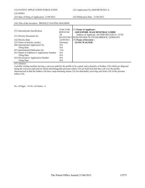 Part-I - Controller General of Patents Designs and Trademarks