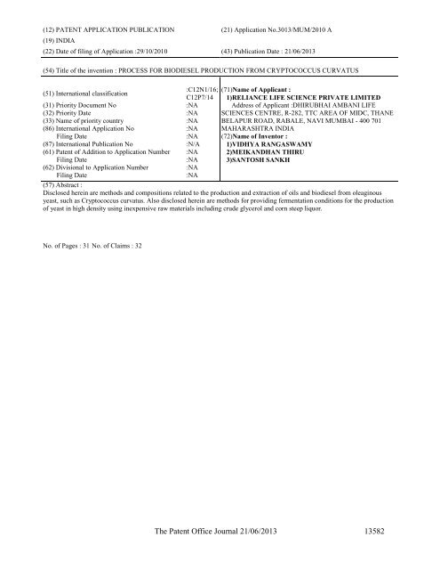 Part-I - Controller General of Patents Designs and Trademarks