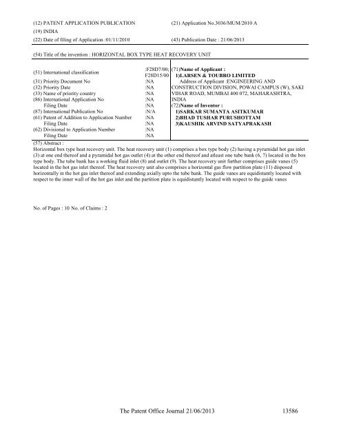 Part-I - Controller General of Patents Designs and Trademarks