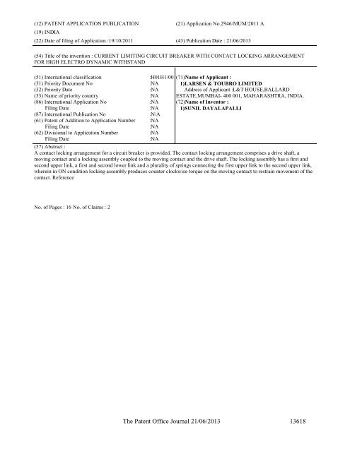 Part-I - Controller General of Patents Designs and Trademarks