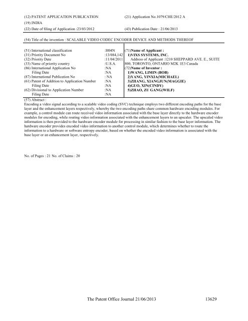 Part-I - Controller General of Patents Designs and Trademarks