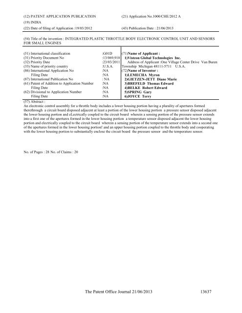 Part-I - Controller General of Patents Designs and Trademarks