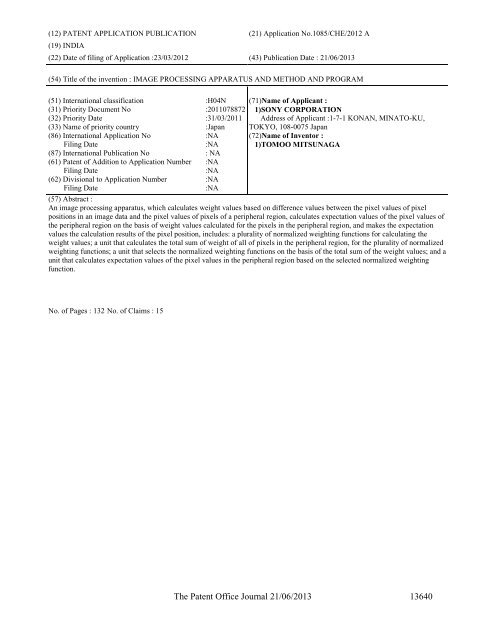 Part-I - Controller General of Patents Designs and Trademarks