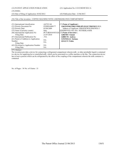 Part-I - Controller General of Patents Designs and Trademarks