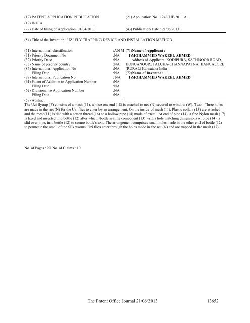 Part-I - Controller General of Patents Designs and Trademarks