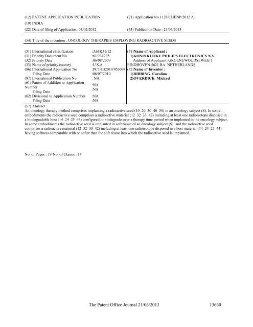 Part-I - Controller General of Patents Designs and Trademarks