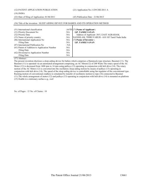 Part-I - Controller General of Patents Designs and Trademarks