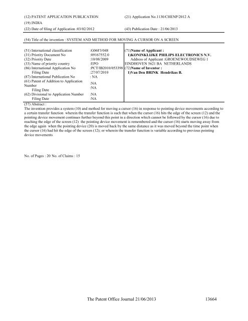 Part-I - Controller General of Patents Designs and Trademarks