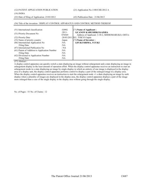 Part-I - Controller General of Patents Designs and Trademarks