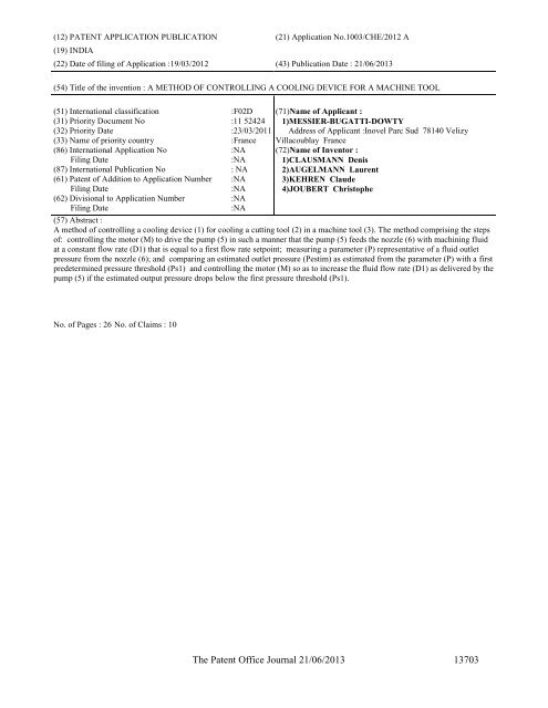 Part-I - Controller General of Patents Designs and Trademarks