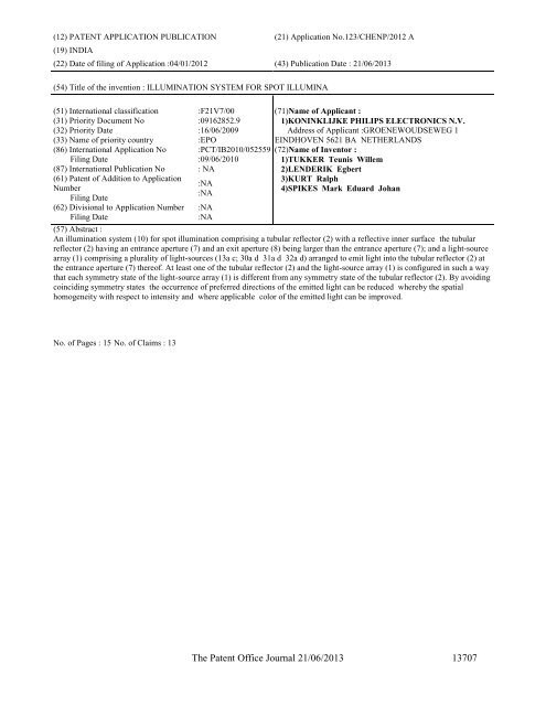 Part-I - Controller General of Patents Designs and Trademarks