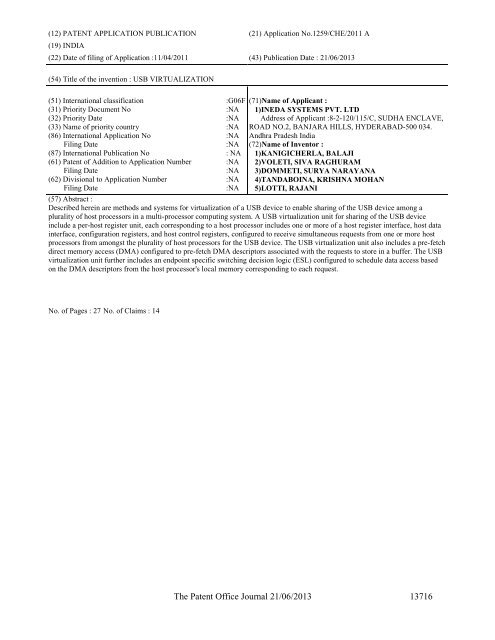 Part-I - Controller General of Patents Designs and Trademarks