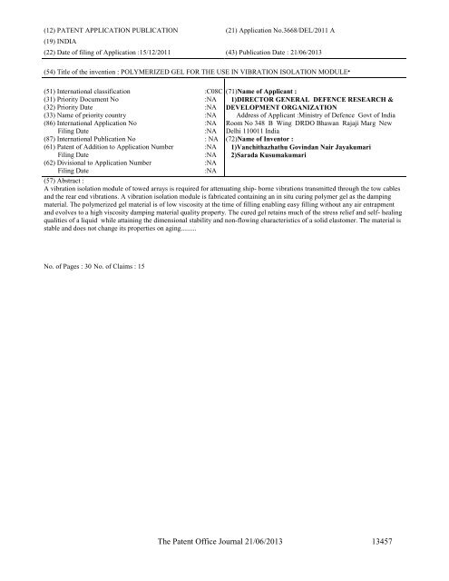 Part-I - Controller General of Patents Designs and Trademarks